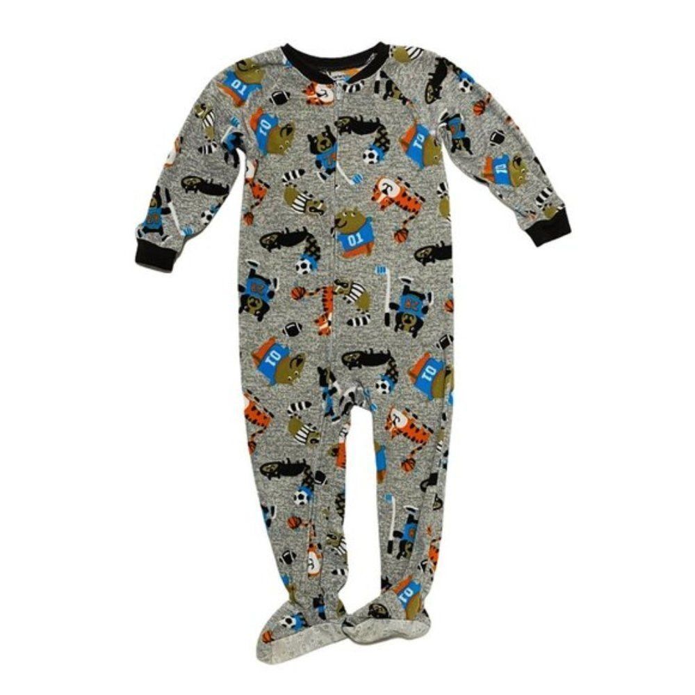 Carter's Fleece Footed Sporting Animal Print PJ's - Picture 1 of 4